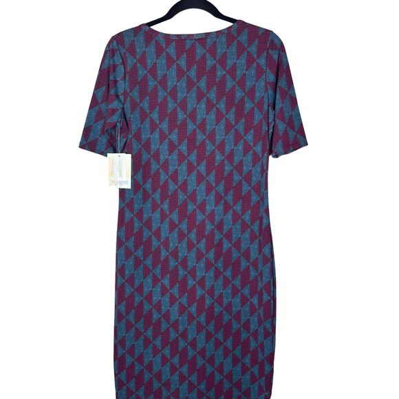 Lot of 2 LuLaRoe Julia Dress Retired Style Floral and Geo Print Size M (8-10) - Picture 3 of 7